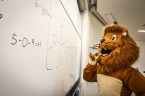 Ole the Lion in a classroom