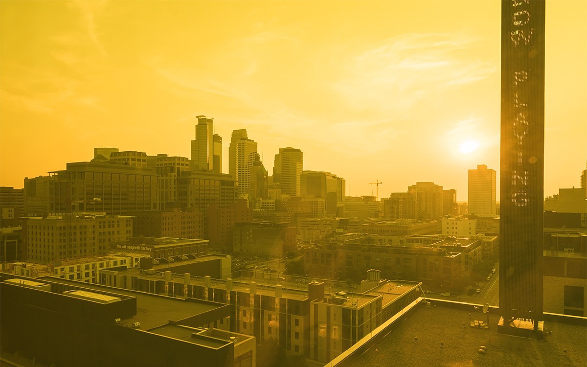 Downtown Minneapolis from Yellow Room at Guthrie Theater