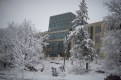 Snow covered Regents Hall of Natural Sciences